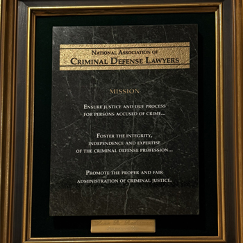 A plaque is framed